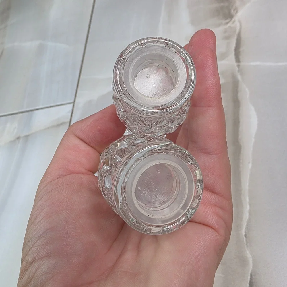 Gorham Full Lead Crystal Salt and Pepper Shakers Diamond Cut Germany 3‎ Inch S3